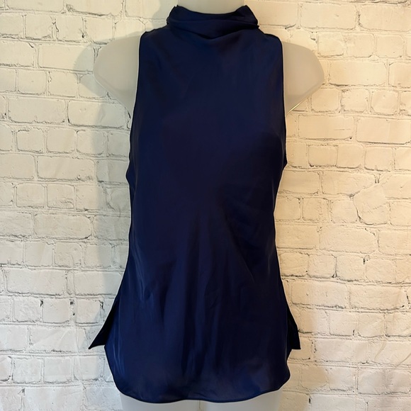 House of Harlow 1960 navy high neck blouse - Picture 1 of 9